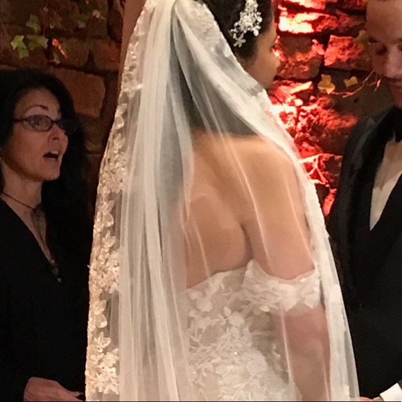 Gorgeous cathedral lace edge veil, 115 inches long main image 8